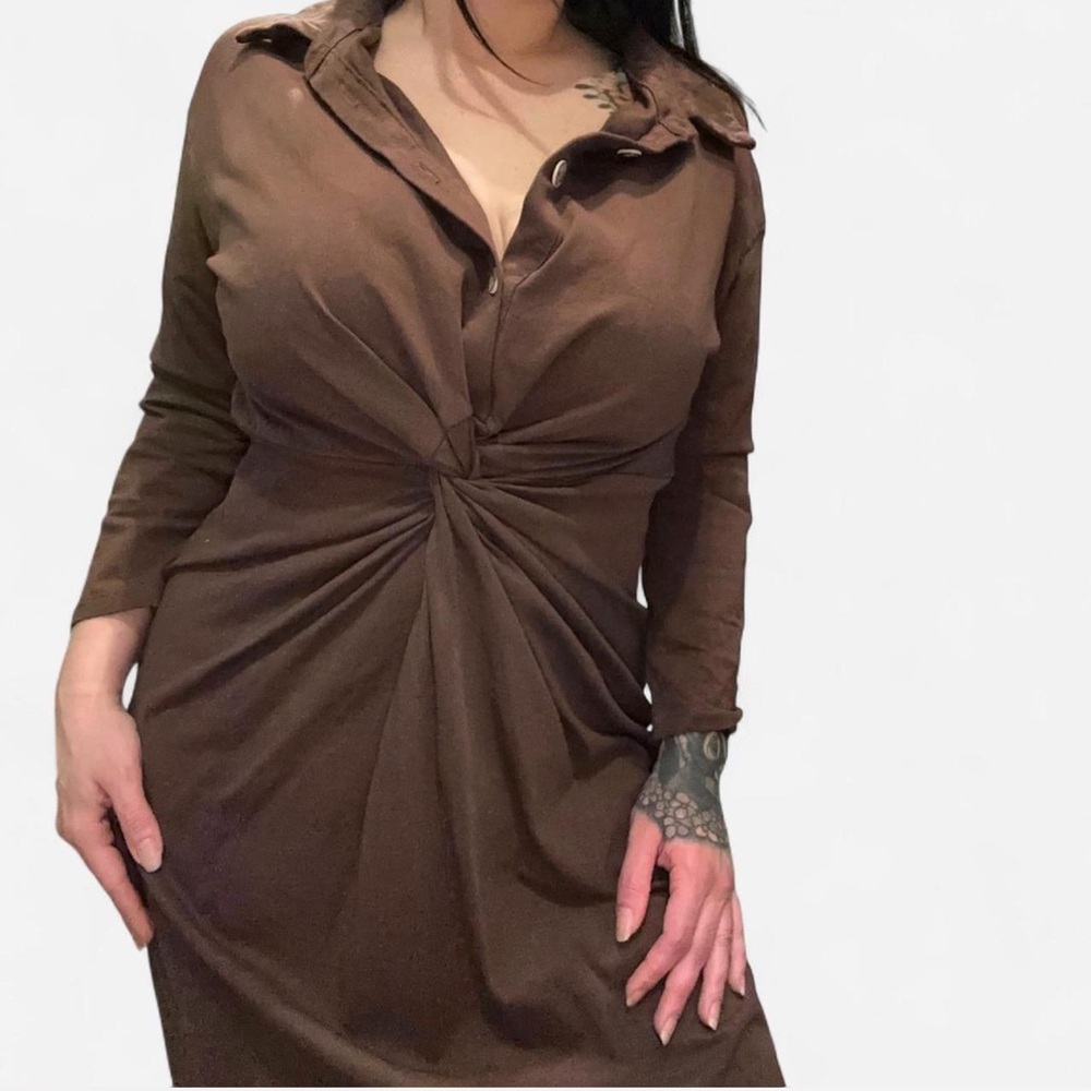 Boho Twist Brown Midi Dress